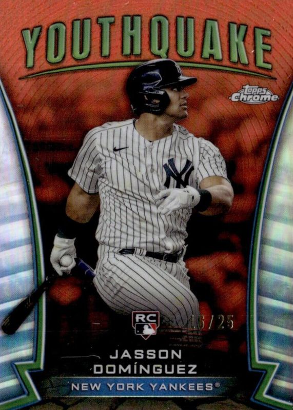 Jasson Dominguez 2024 Topps Chrome #YQ-10 Youthquake - Orange Refractor /25 Rookie SGC 9