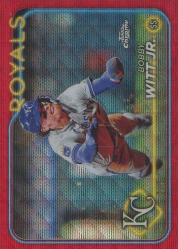 Bobby Witt Jr. 2024 Topps Chrome #120 Red Wave Refractor /5 PSA 10