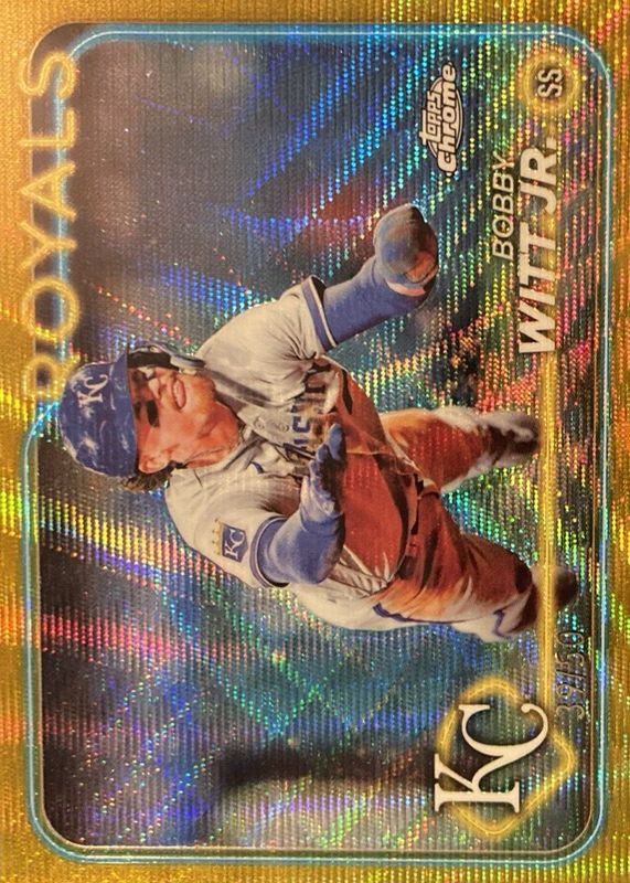 Bobby Witt Jr. 2024 Topps Chrome #120 Gold Wave Refractor /50 PSA 10