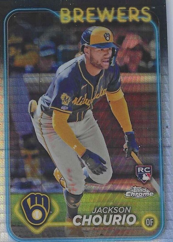 Jackson Chourio 2024 Topps Chrome #161 Refractor Rookie RAW