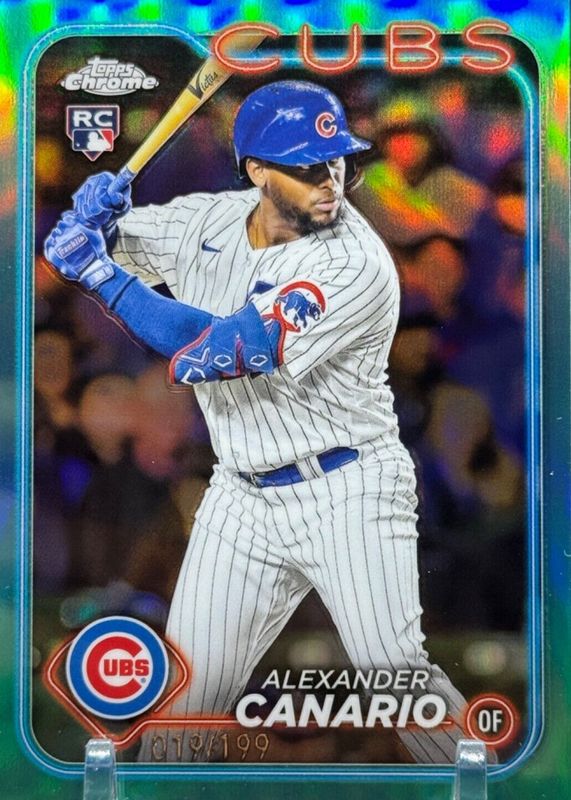 Alexander Canario 2024 Topps Chrome #174 Aqua Refractor /199 Rookie PSA 10