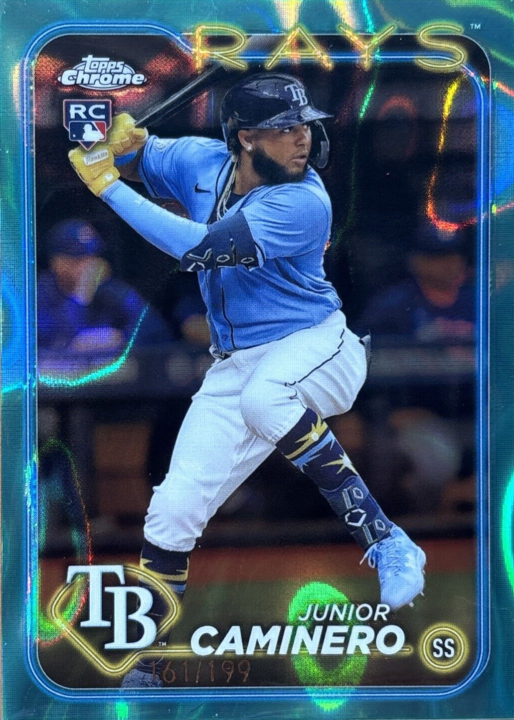 Junior Caminero 2024 Topps Chrome #213 Aqua RayWave