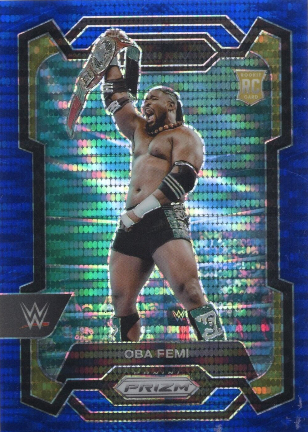 Oba Femi 2024 Prizm WWE #199 Blue Pulsar /75 Price Guide
