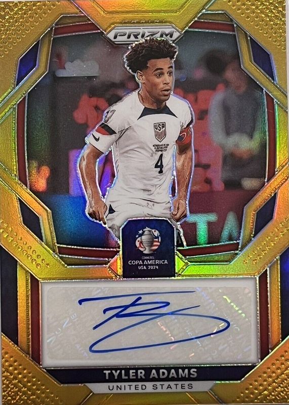 Tyler Adams 2024 Prizm Copa America #S-TA Signatures - Gold (/10) BGS 9