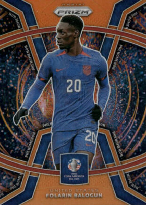 Folarin Balogun 2024 Prizm Copa America #33 Phenomenon - Orange /25 SGC 10