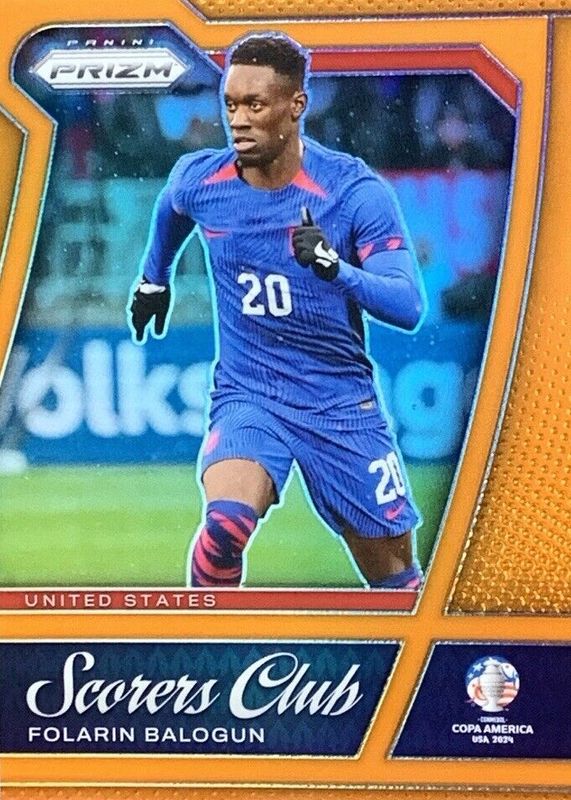 Folarin Balogun 2024 Prizm Copa America #16 Scorers Club - Orange /25 SGC 10