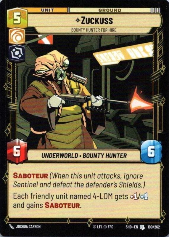 Zuckuss 2024 Shadows of the Galaxy #190 Base SGC 8.5