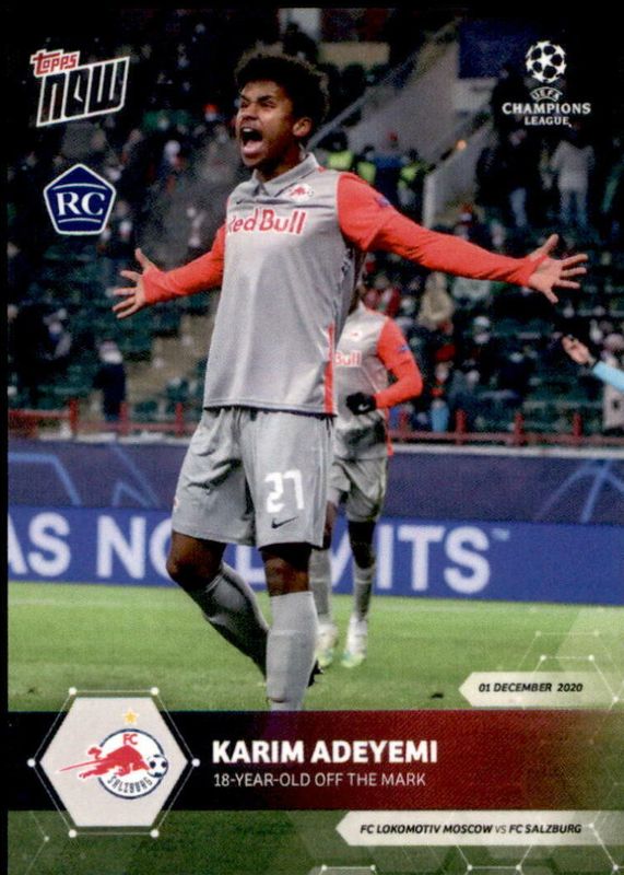 Karim Adeyemi 2020 Topps Now UEFA Champions League #29 Base (Print Run: 3,087) Rookie SGC 10