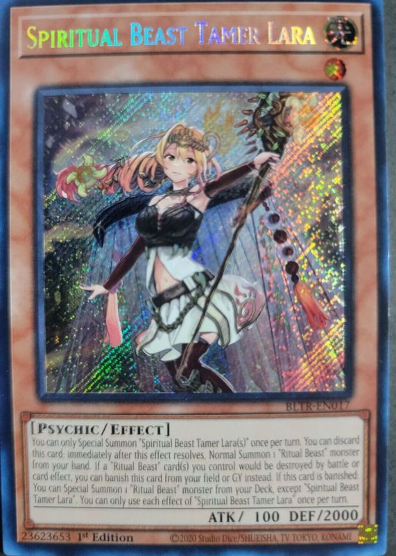 Spiritual Beast Tamer Lara 2024 Battles of Legend: Terminal Revenge #BLTR-EN017 1st Edition Secret Rare RAW TCG (NEAR MINT)
