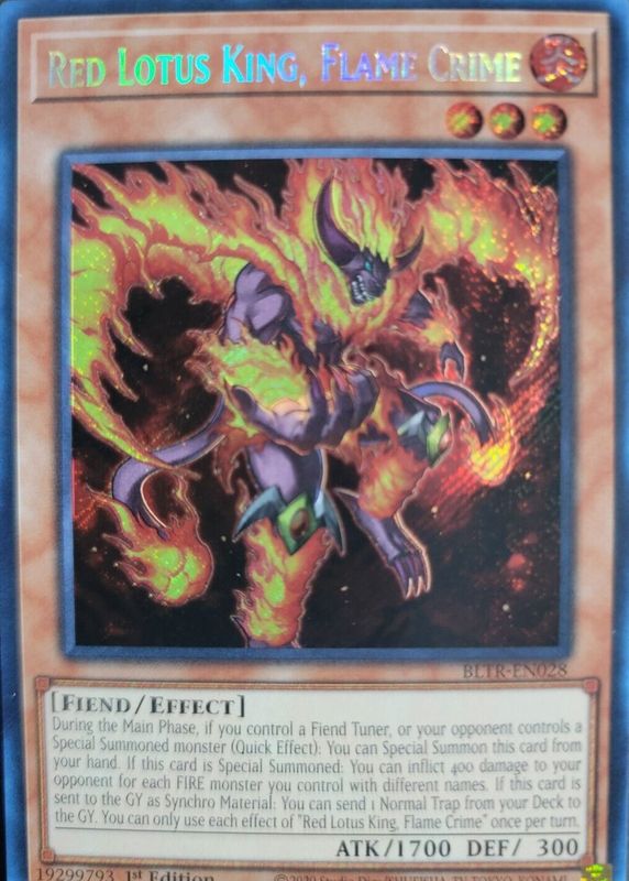 Yu-Gi-Oh! Red Lotus King, Flame Crime BLTR-EN028 - Secret Rare 1a Edizione - Carta Da Collezione