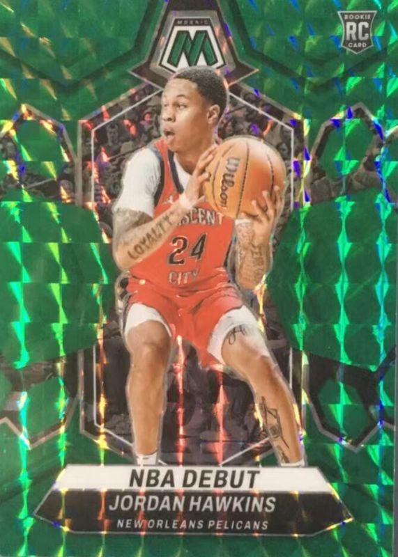 Jordan Hawkins 2023 Mosaic #253 NBA Debut - Choice Fusion Green /18 Rookie PSA 10