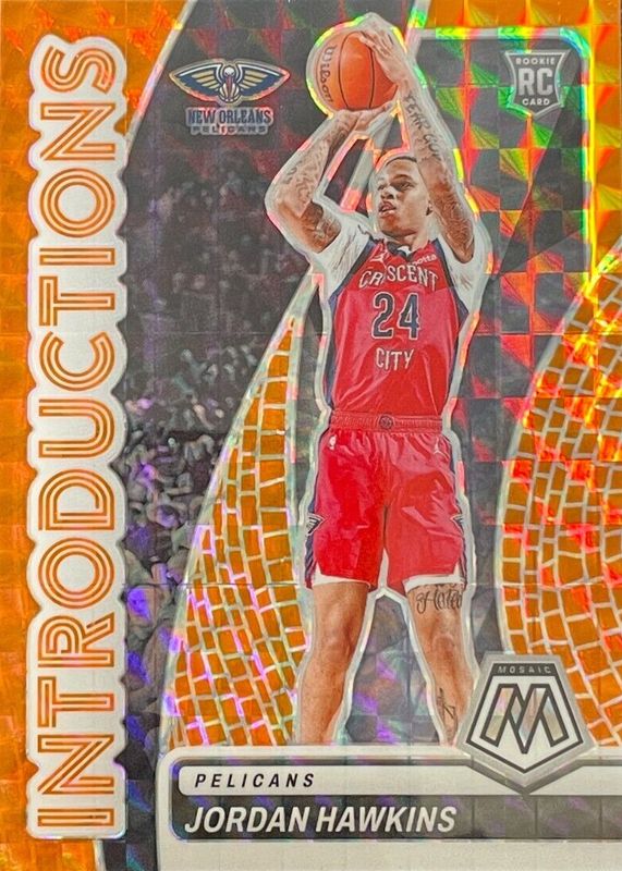 Jordan Hawkins 2023 Mosaic #14 Introductions - Orange /49 Rookie PSA 10