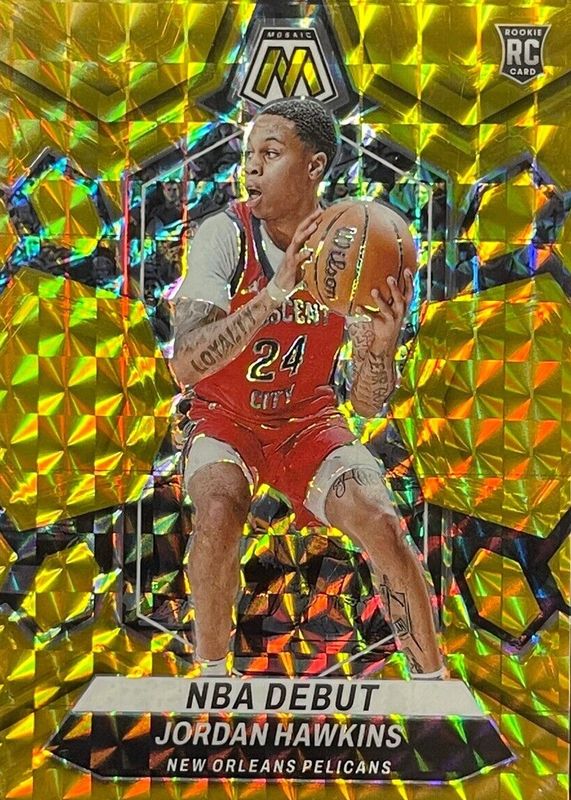 Jordan Hawkins 2023 Mosaic #253 NBA Debut - Gold /10 Rookie PSA 10