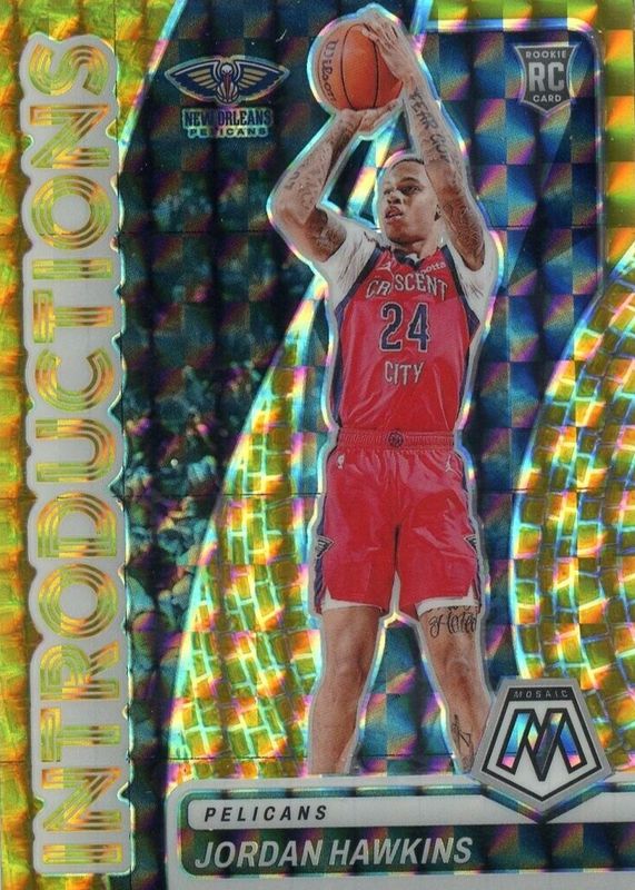 Jordan Hawkins 2023 Mosaic #14 Introductions - Gold /10 Rookie PSA 10