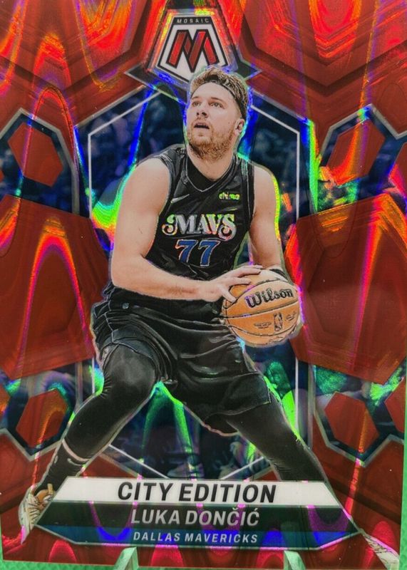 Luka Doncic 2023 Mosaic #285 City Edition - Red Seismic /299 SGC 10