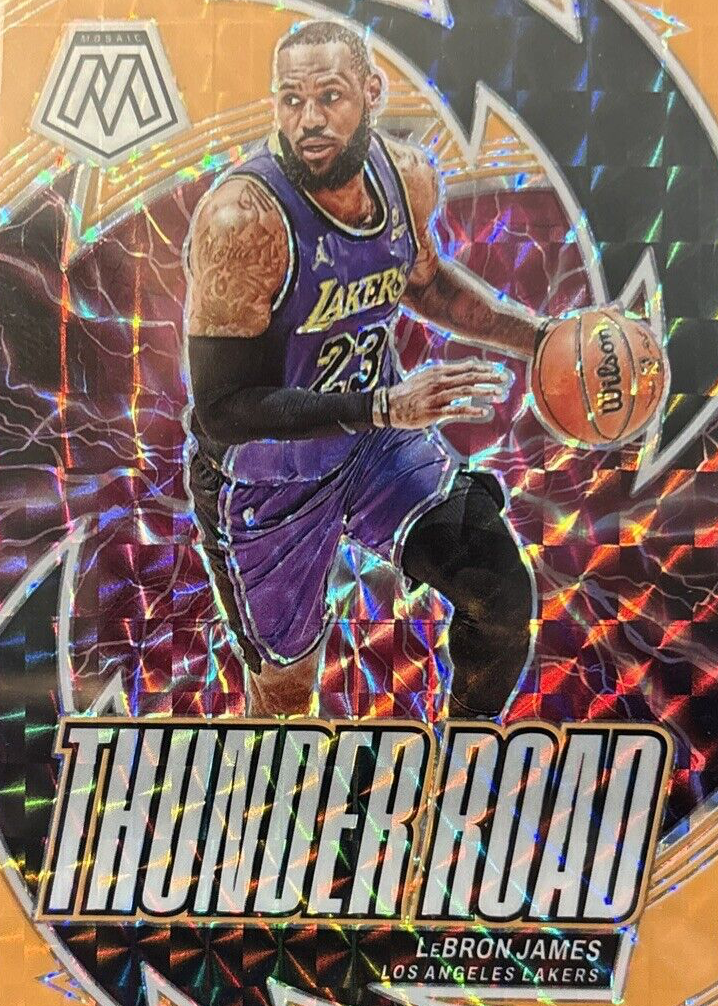 LeBron James 2023 Mosaic #9 Thunder Road - Orange Fluorescent /25