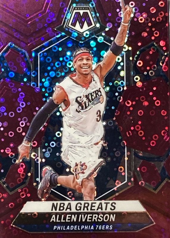 Allen Iverson 2023 Mosaic #300 NBA Greats - Fast Break Purple /50 PSA 10