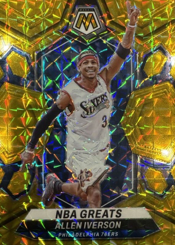 Allen Iverson 2023 Mosaic #300 NBA Greats - Gold /10 PSA 10