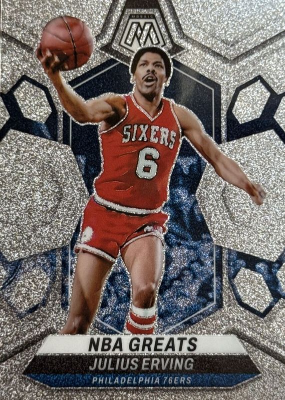 Julius Erving 2023 Mosaic #292 NBA Greats - Glitter /(SSP) PSA 10