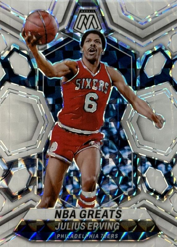 Julius Erving 2023 Mosaic #292 NBA Greats - White /25 RAW