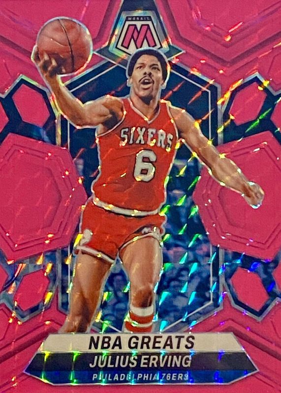 Julius Erving 2023 Mosaic #292 NBA Greats - Pink Fluorescent /10 PSA 10