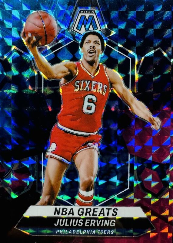 Julius Erving 2023 Mosaic #292 NBA Greats - Choice Nebula /1 PSA 10