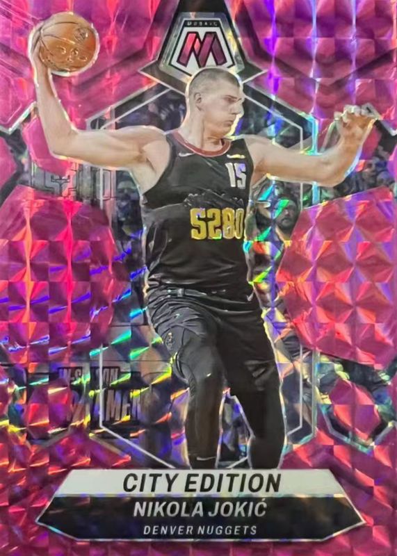 Nikola Jokic 2023 Mosaic #287 City Edition - Pink /149 PSA 10