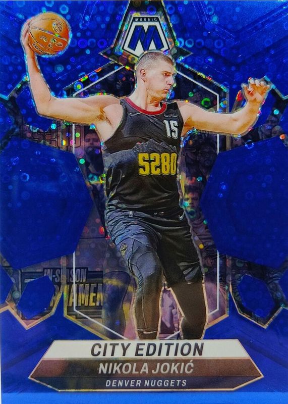 Nikola Jokic 2023 Mosaic #287 City Edition - Fast Break Blue /85 PSA 10