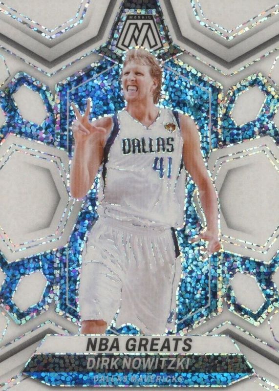 Dirk Nowitzki 2023 Mosaic #298 NBA Greats - White Sparkle /(SSP) PSA 10