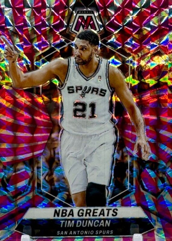 Tim Duncan 2023 Mosaic #291 NBA Greats - Pink Swirl /18 RAW