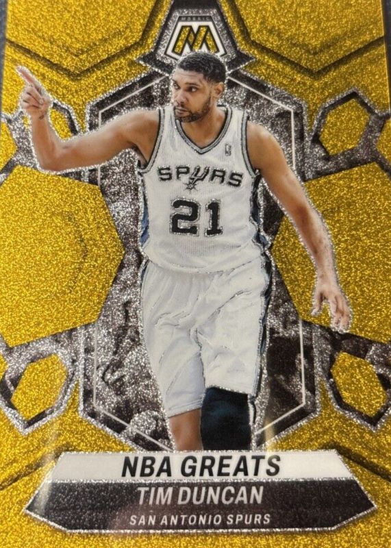 Tim Duncan 2023 Mosaic #291 NBA Greats - Gold Glitter /5 PSA 10