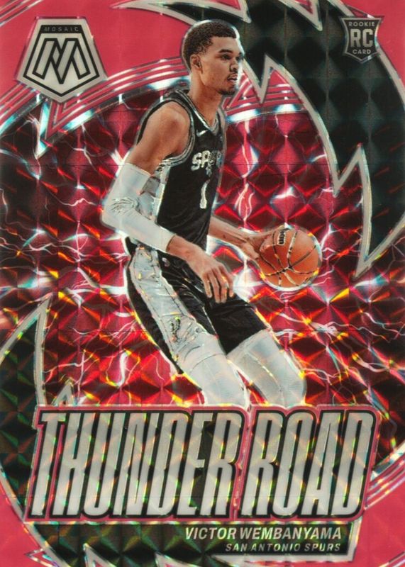 Victor Wembanyama 2023 Mosaic #8 Thunder Road - Pink Fluorescent /10 Rookie BGS 8.5