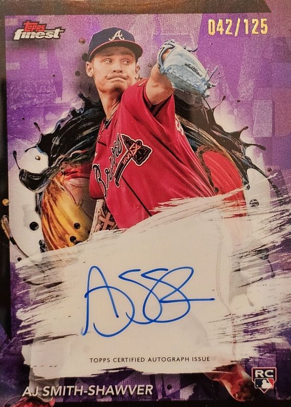 AJ Smith-Shawver 2024 Topps Finest #FA-AS Finest Autographs - Purple Refractor /125 Rookie SGC 9.5