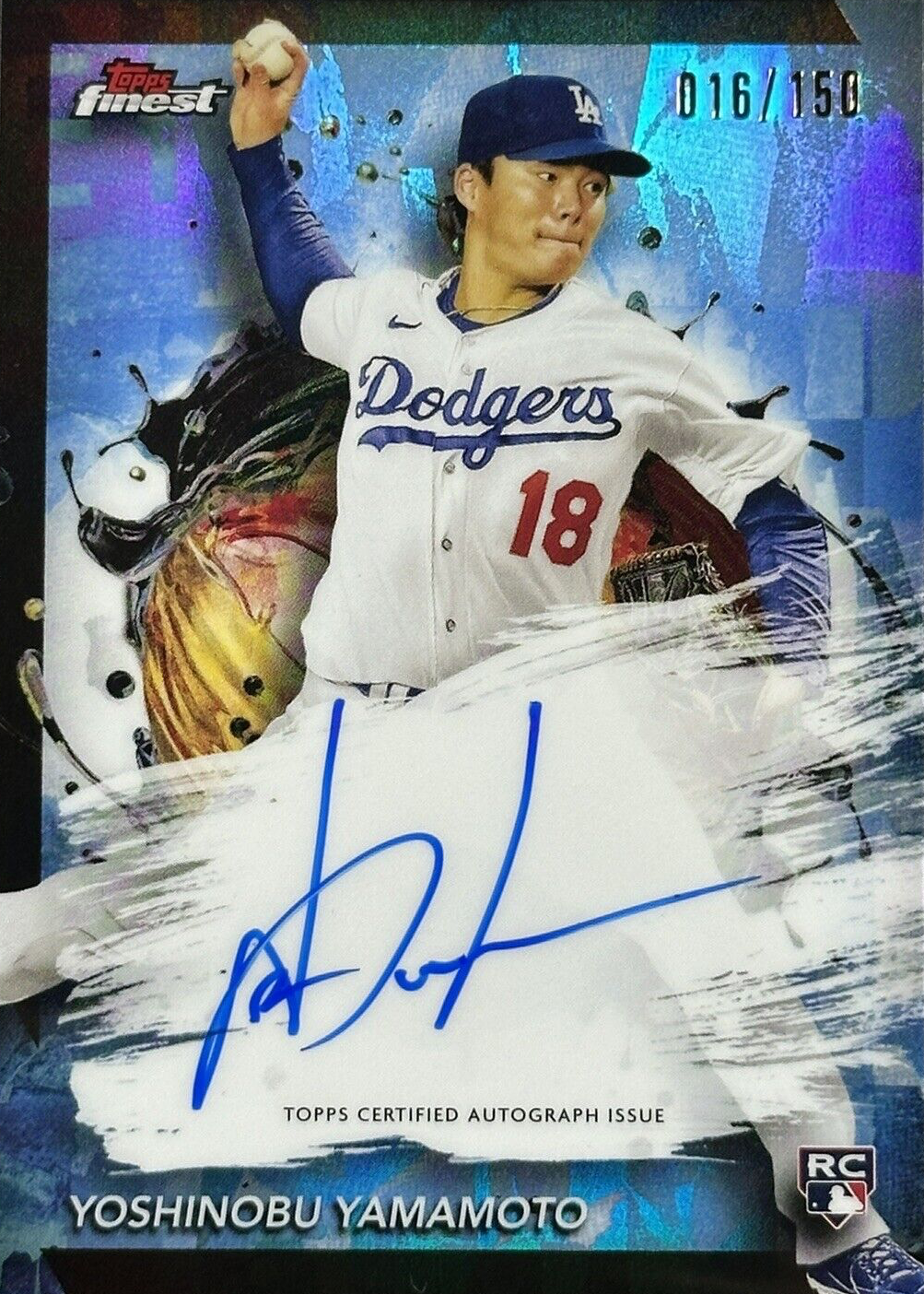 Yoshinobu Yamamoto 2024 Topps Finest #FA-YY Finest Autographs