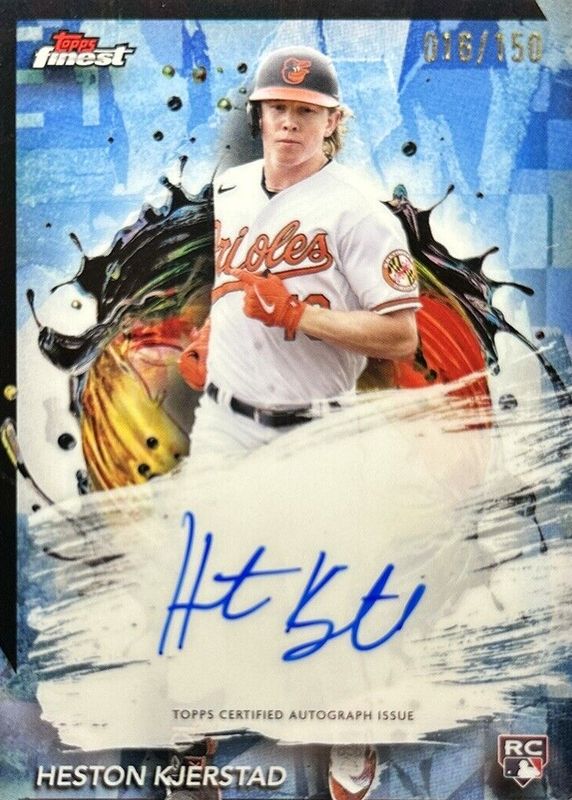 Heston Kjerstad 2024 Topps Finest #FA-HKJ Finest Autographs - Sky Blue Refractor /150 Rookie PSA 10