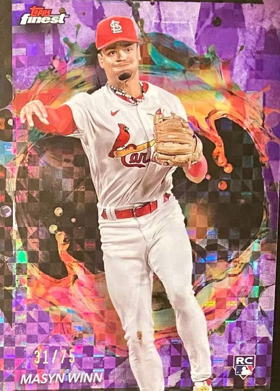 Masyn Winn 2024 Topps Finest #212 Rare - Purple Checkerboard Refractor /75 Rookie RAW