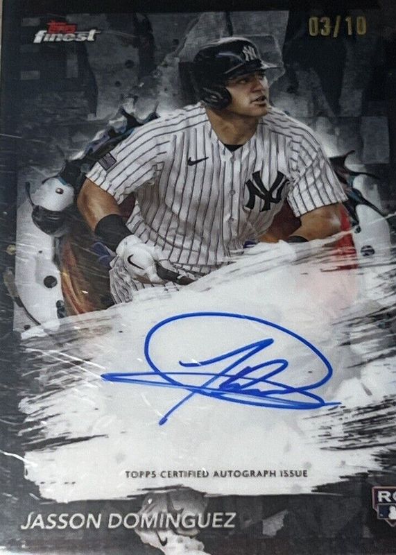 Jasson Dominguez 2024 Topps Finest #FA-JDO Finest Autographs - Black Refractor /10 Rookie SGC 9