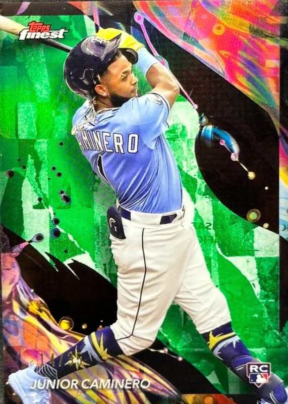 Junior Caminero 2024 Topps Finest #198 Uncommon - Green Refractor /35 Rookie SGC 10