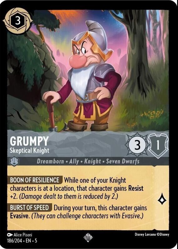 Grumpy - Sceptical Knight 2024 Shimmering Skies #186/204 Base RAW TCG (LIGHTLY PLAYED)