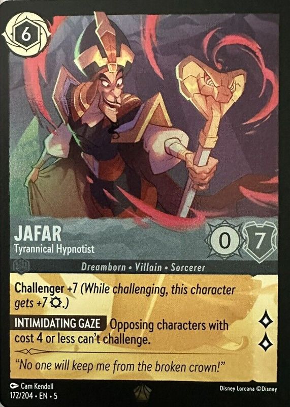 Jafar - Tyrannical Hypnotist 2024 Shimmering Skies #172/204 Cold Foil RAW TCG (LIGHTLY PLAYED)