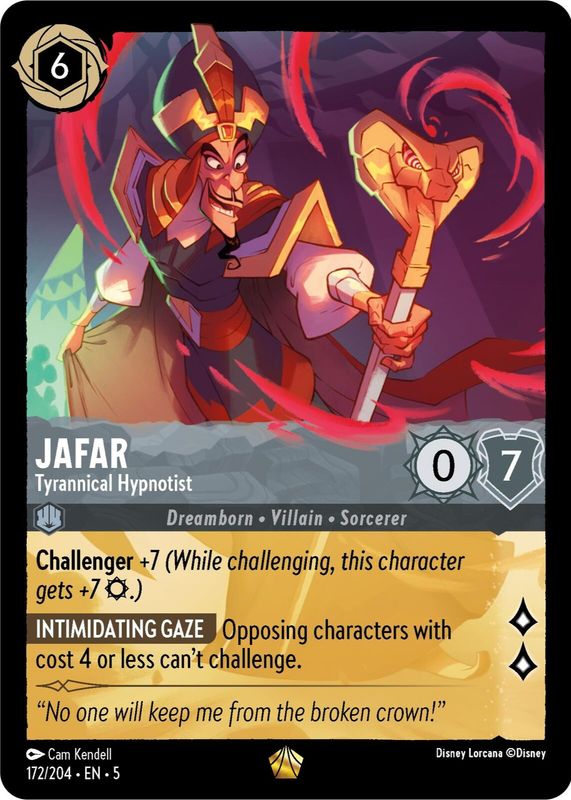 Jafar - Tyrannical Hypnotist 2024 Shimmering Skies #172/204 Base RAW TCG (LIGHTLY PLAYED)