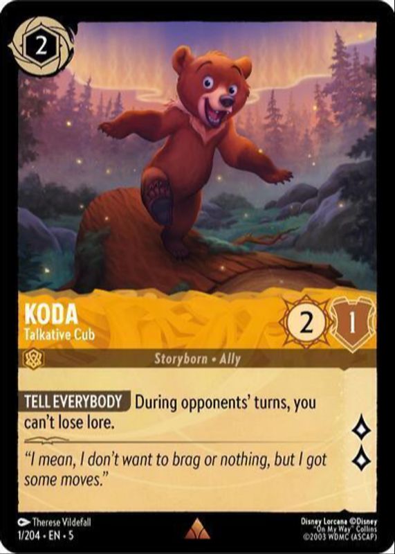 Koda - Talkative Cub 2024 Shimmering Skies #1/204 Cold Foil RAW TCG (LIGHTLY PLAYED)