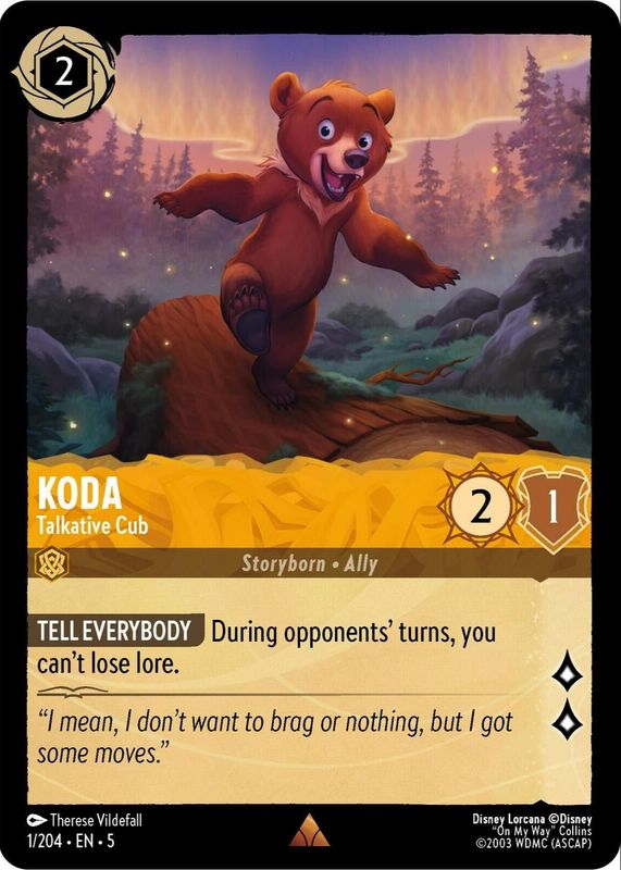 Koda - Talkative Cub 2024 Shimmering Skies #1/204 Base RAW TCG (LIGHTLY PLAYED)