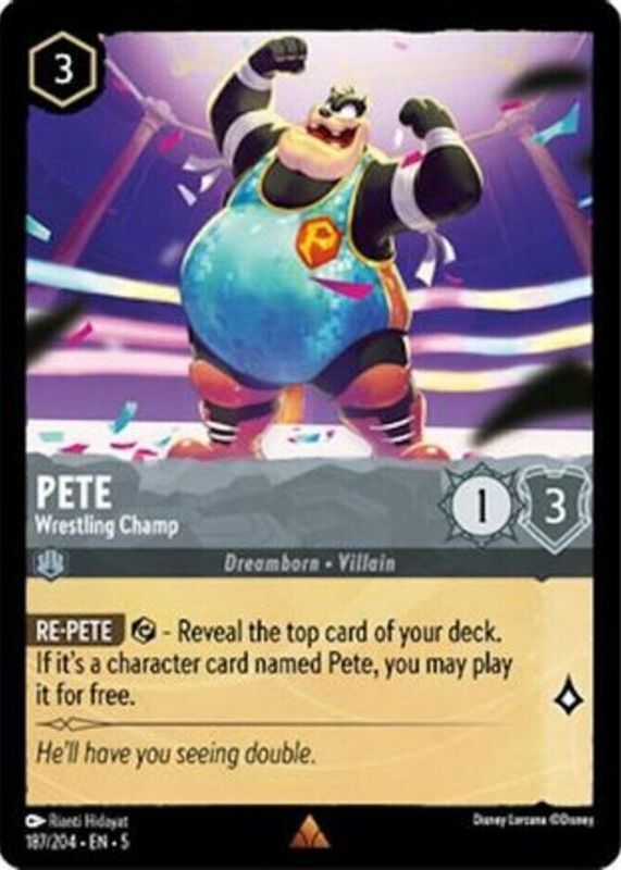 Pete - Wrestling Champ 2024 Shimmering Skies #187/204 Base RAW TCG (LIGHTLY PLAYED)