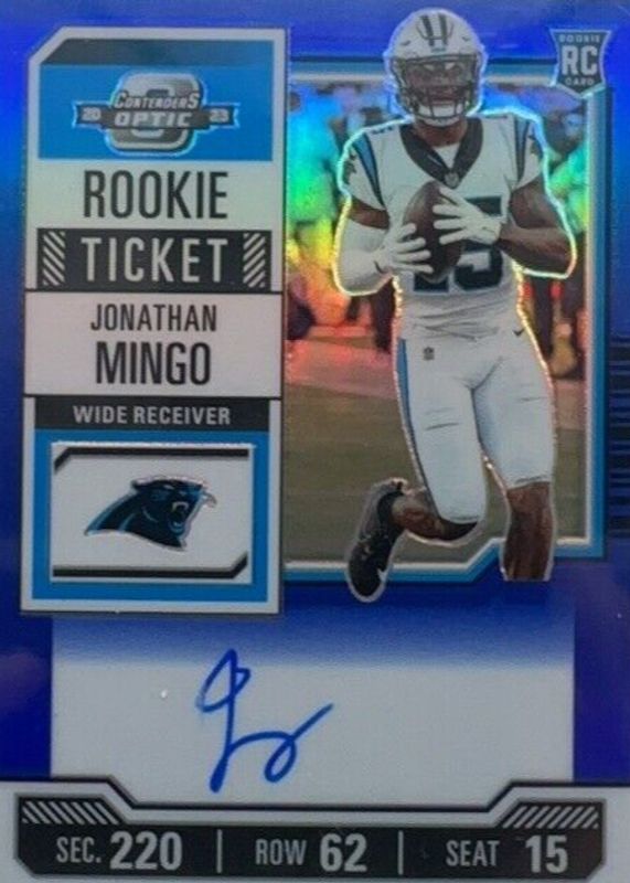 Jonathan Mingo 2023 Contenders Optic #119 Rookie Ticket Auto - Blue /75 PSA 10