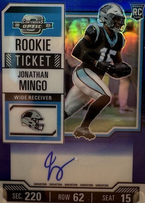 Jonathan Mingo 2023 Contenders Optic #119 Rookie Ticket Auto Variation - Blue /50 PSA 10