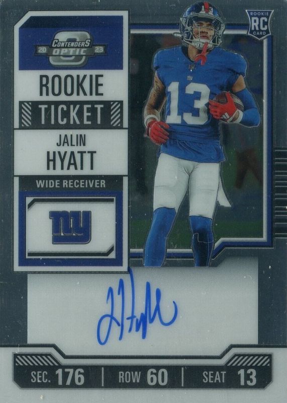 Jalin Hyatt 2023 Contenders Optic #115 Rookie Ticket Auto PSA 10