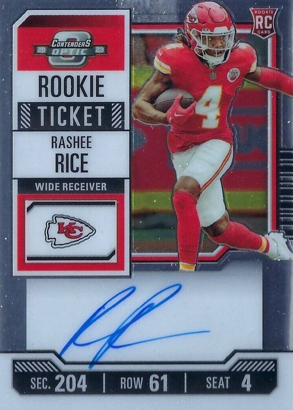 Rashee Rice 2023 Contenders Optic #129 Rookie Ticket Auto Variation RAW