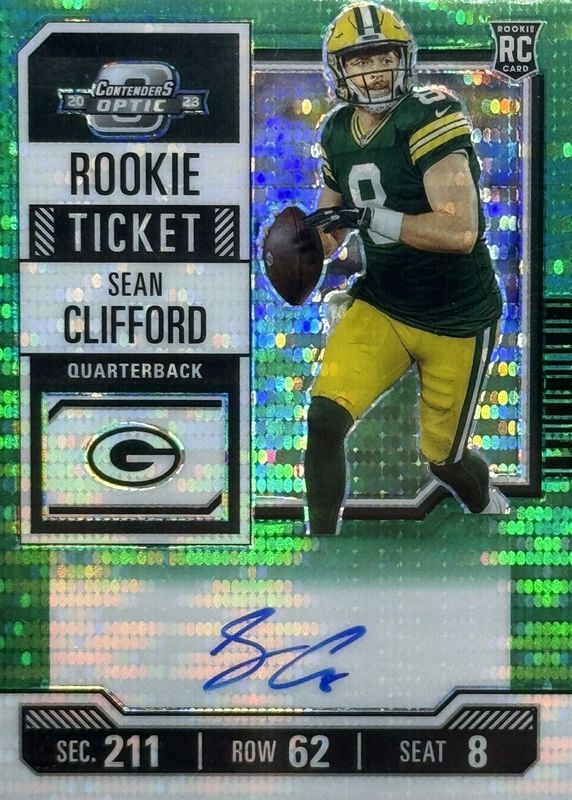 Sean Clifford 2023 Contenders Optic #132 Rookie Ticket Auto - Green Pulsar /30 Rookie BGS 9.5