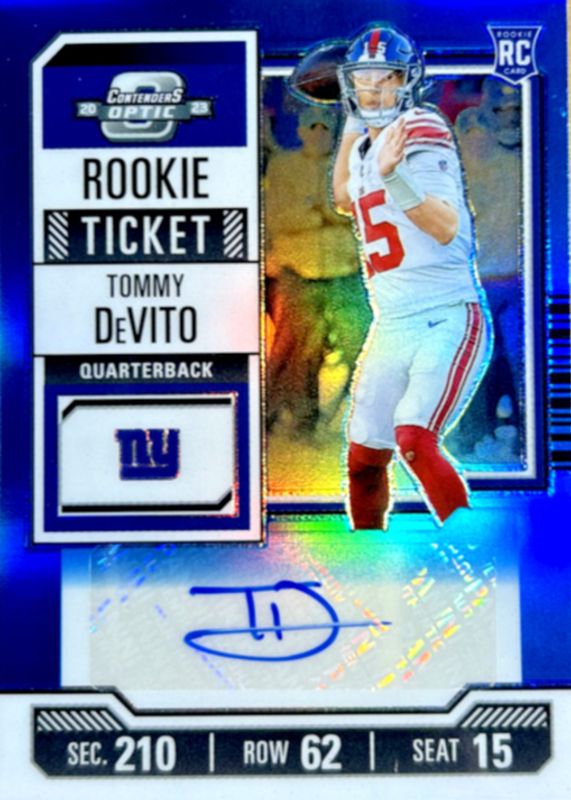 Tommy DeVito 2023 Contenders Optic #153 Rookie Ticket Auto - Teal /99 SGC 10